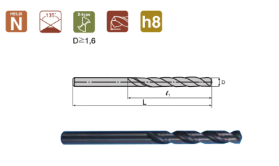 Кобалтово свредло с права опашка  COBALT STRAIGHT SHANK DRILL L6522 D-6.70mm DIN338N HSS-Co8